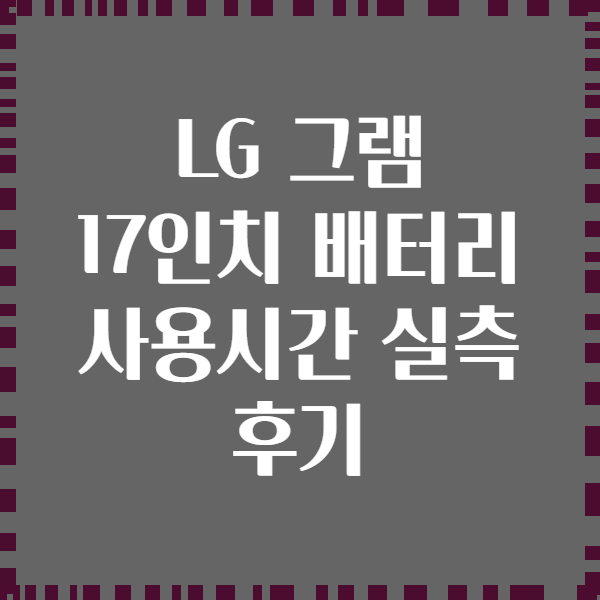 LG 그램 17인치 배터리 사용시간 실측 후기