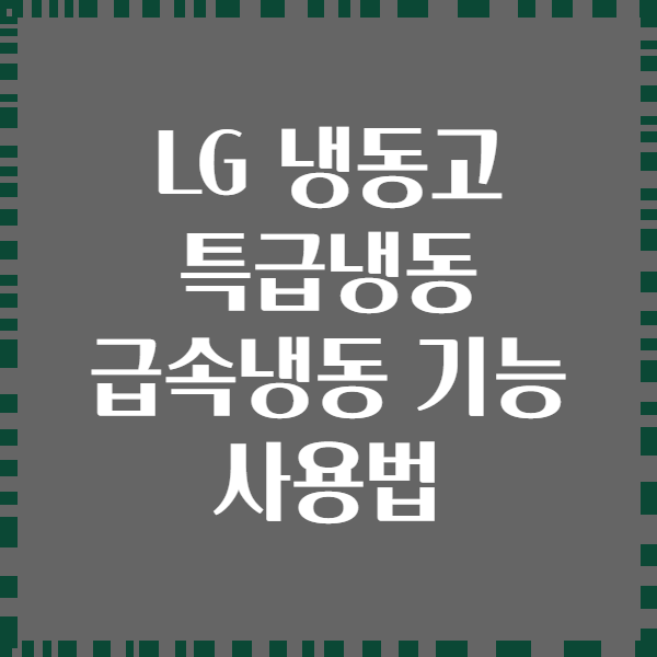 LG 냉동고 특급냉동 급속냉동 기능 사용법