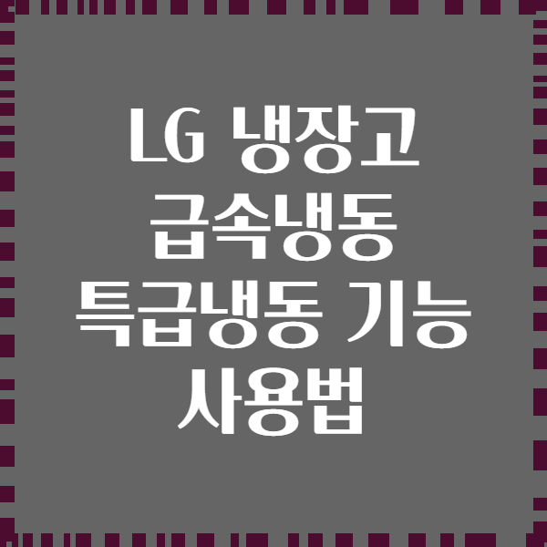 LG 냉장고 급속냉동 특급냉동 기능 사용법