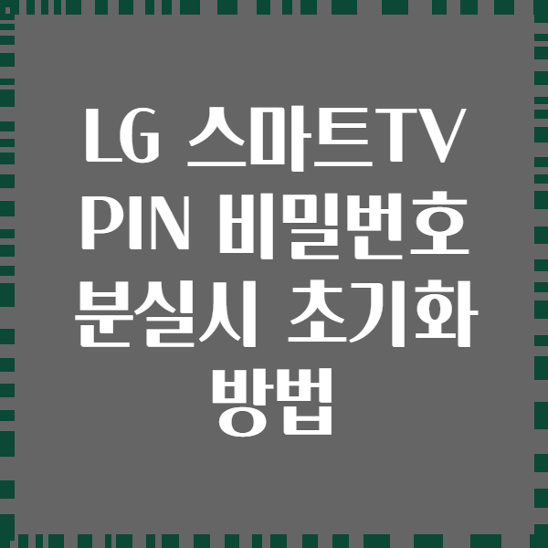 LG 스마트TV PIN 비밀번호 분실시 초기화 방법