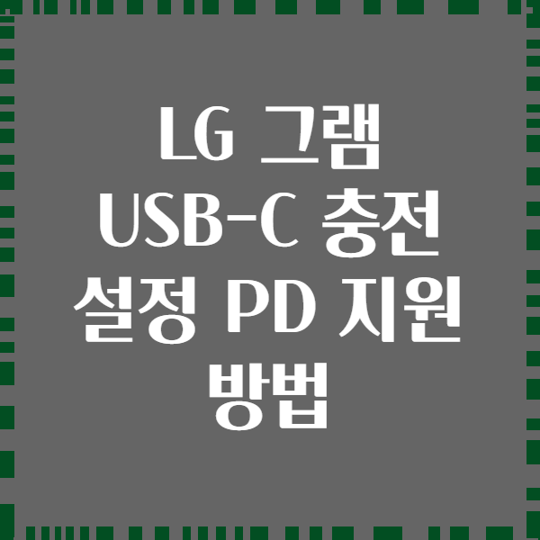 LG 그램 USB-C 충전 설정 PD 지원 방법