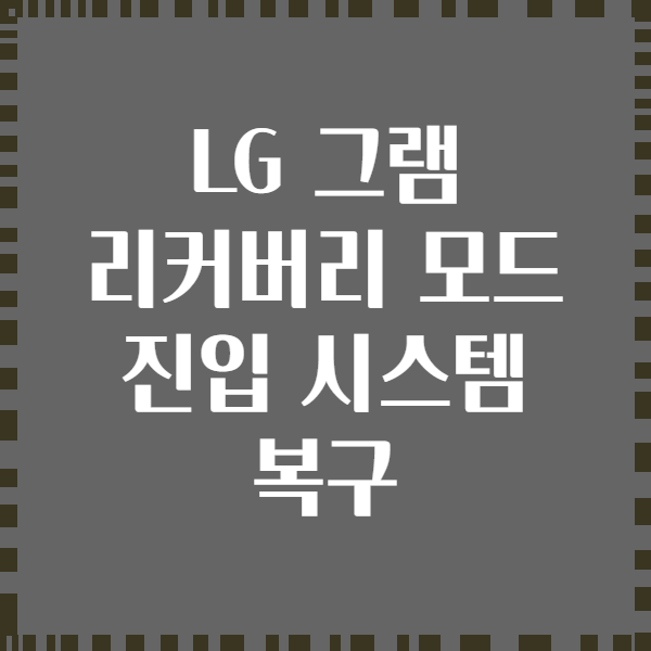 LG 그램 리커버리 모드 진입 시스템 복구