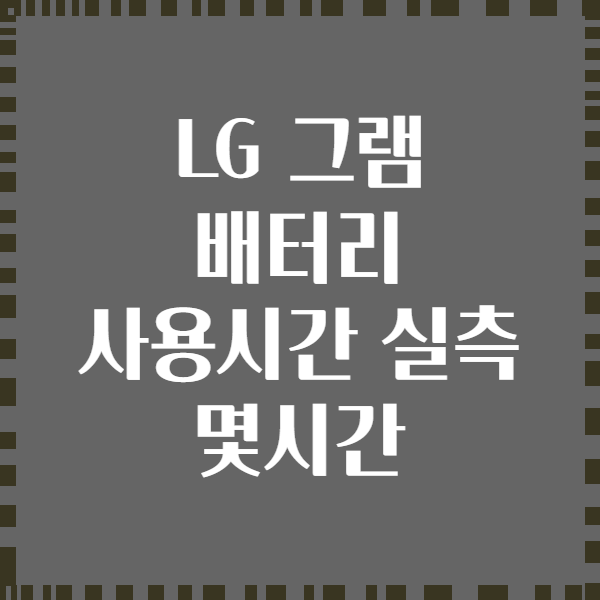 LG 그램 배터리 사용시간 실측 몇시간