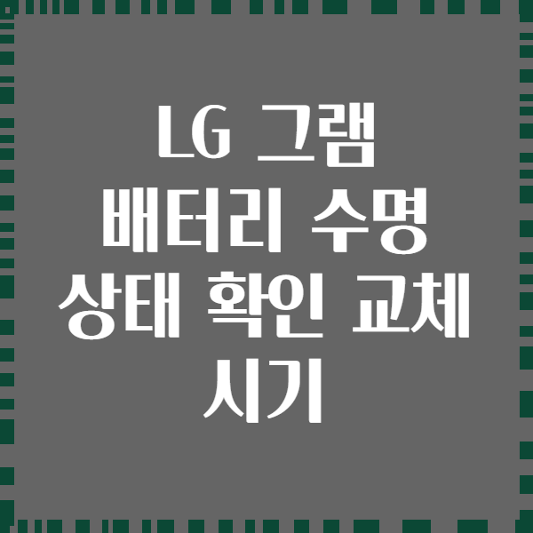 LG 그램 배터리 수명 상태 확인 교체 시기