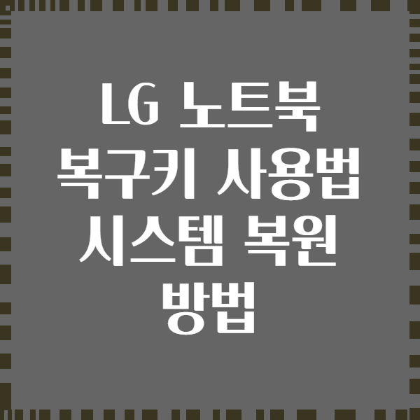 LG 노트북 복구키 사용법 시스템 복원 방법