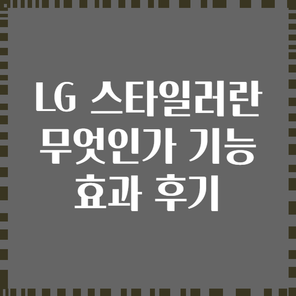 LG 스타일러란 무엇인가 기능 효과 후기