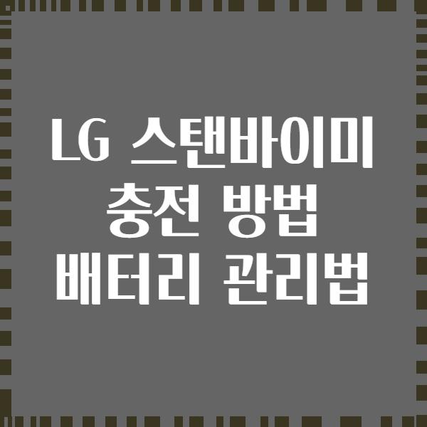 LG 스탠바이미 충전 방법 배터리 관리법