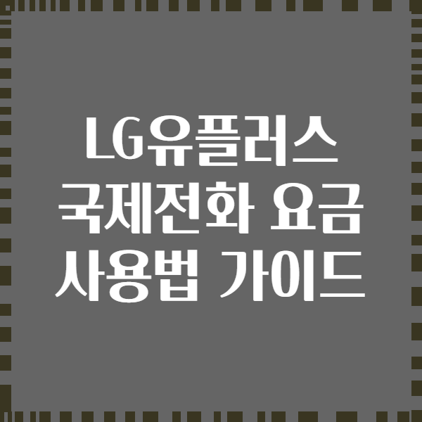 LG유플러스 국제전화 요금 사용법 가이드