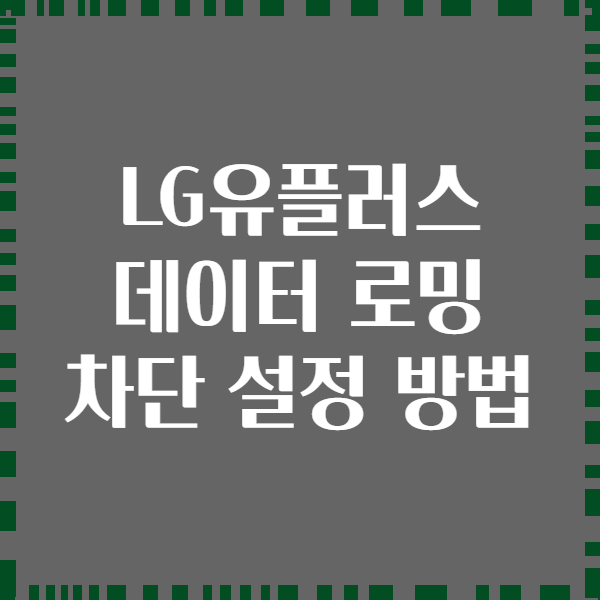 LG유플러스 데이터 로밍 차단 설정 방법