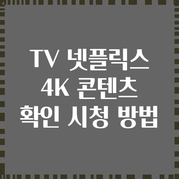 TV 넷플릭스 4K 콘텐츠 확인 시청 방법