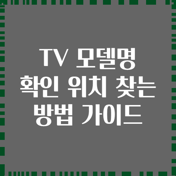 TV 모델명 확인 위치 찾는 방법 가이드