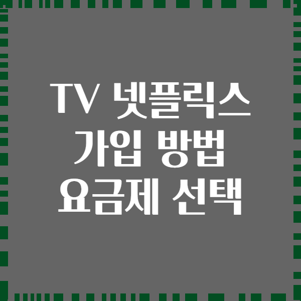 TV 넷플릭스 가입 방법 요금제 선택