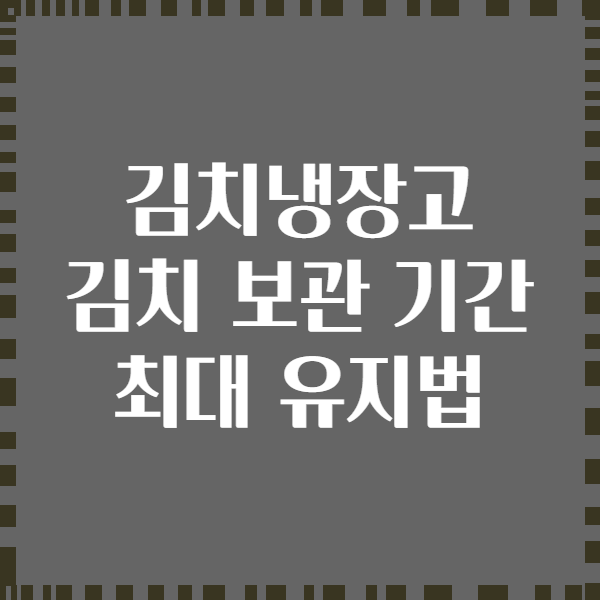 김치냉장고 김치 보관 기간 최대 유지법