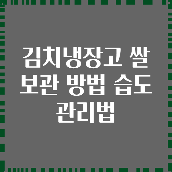 김치냉장고 쌀 보관 방법 습도 관리법