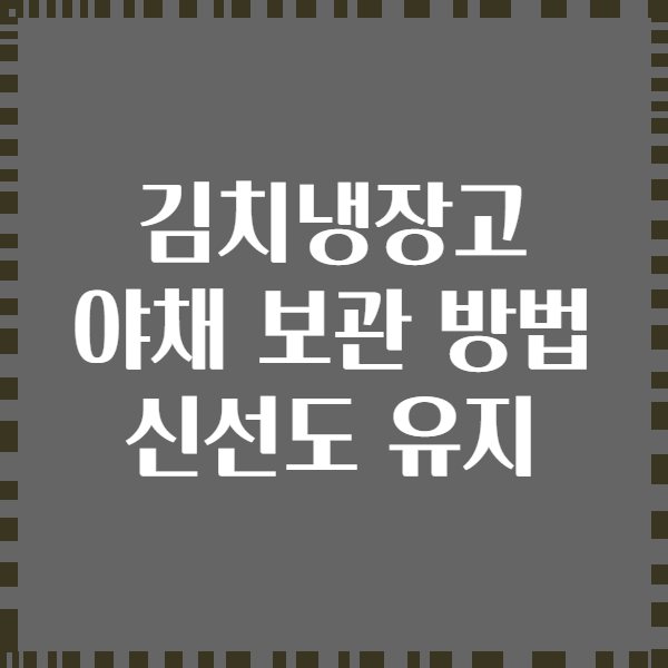 김치냉장고 야채 보관 방법 신선도 유지
