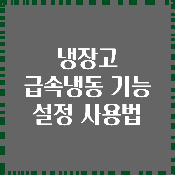 냉장고 급속냉동 기능 설정 사용법