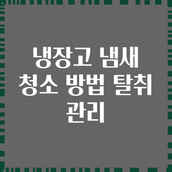 냉장고 냄새 청소 방법 탈취 관리