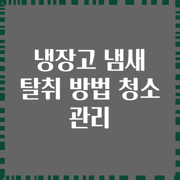 냉장고 냄새 탈취 방법 청소 관리