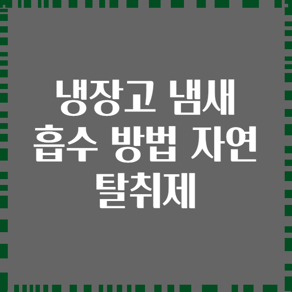 냉장고 냄새 흡수 방법 자연 탈취제