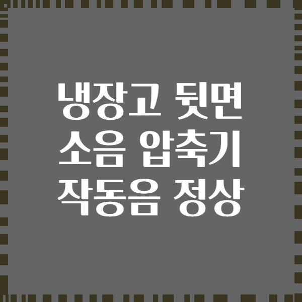 냉장고 뒷면 소음 압축기 작동음 정상