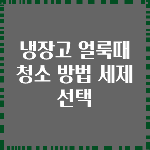 냉장고 얼룩때 청소 방법 세제 선택