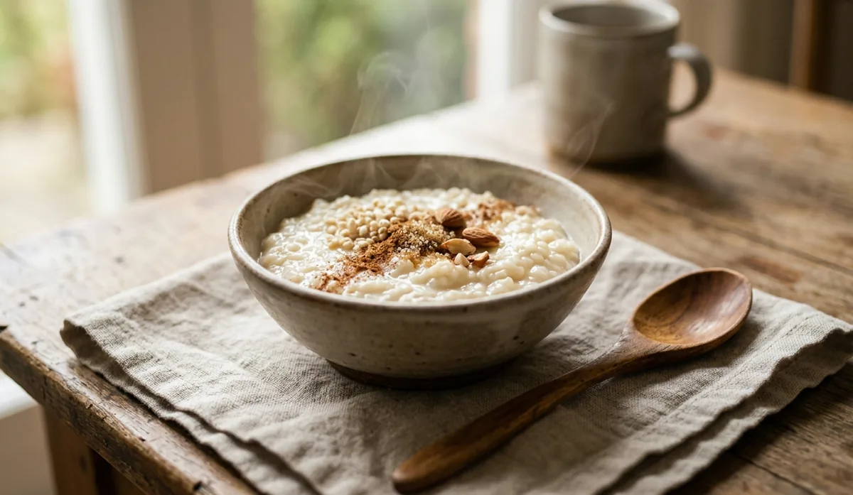 찹쌀로 끓인 부드러운 죽 한 그릇